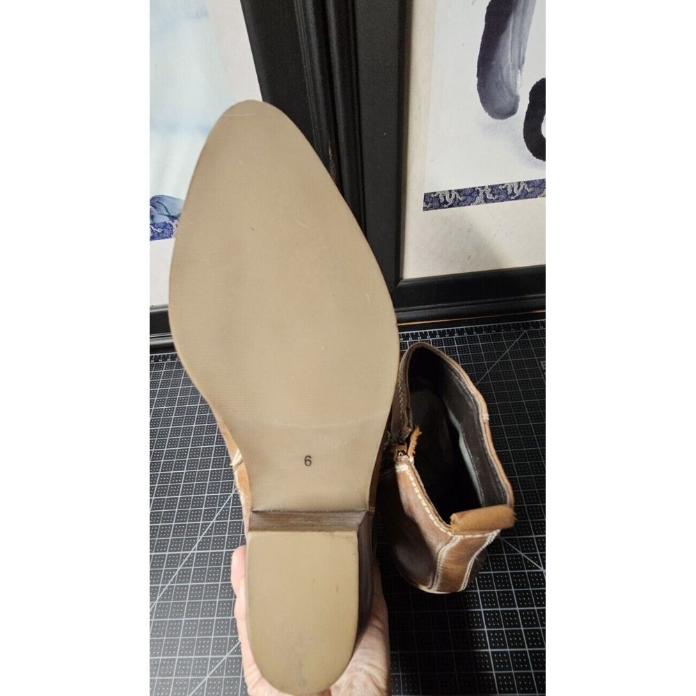 ROAN by BED STUD ville tan‎ white ankle boots US size 6M stud buckles zipper - Picture 12 of 16